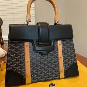 Goyard wood handle bag